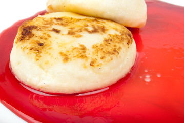 Cottage cheese dessert with a syrup