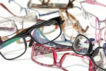 a lot of glasses on white background