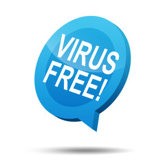 Icono monitor 3D con texto VIRUS FREE!