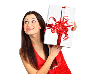 Young happy woman with a gift