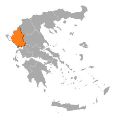 Map of Greece, Epirus highlighted