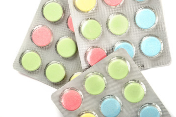 Color tablets in packing