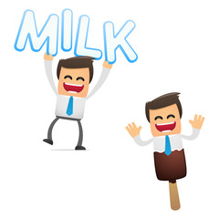 set of funny cartoon manager