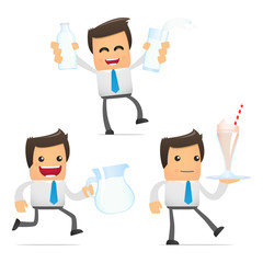 set of funny cartoon manager