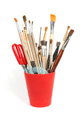 red glass with brushes