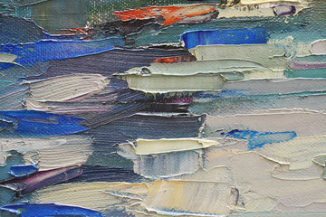 Colored brushstrokes in oil on canvas