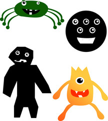 Set of different cute funny cartoon monsters - vector