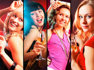 collage of woman party
