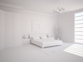 Fototapeta na wymiar white bedroom design in the home