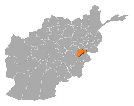 Map of Afghanistan, Logar highlighted