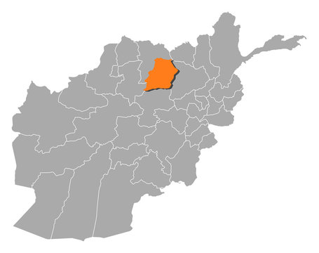 Map of Afghanistan, Samangan highlighted