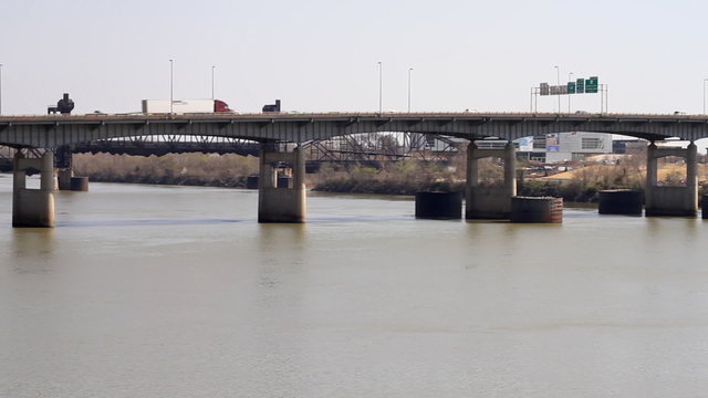 Cars on Arkasas River Bridge