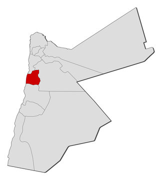 Map Of Jordan, Madaba Highlighted