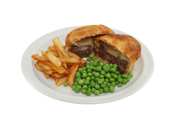 Pie chips and peas