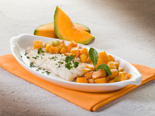cod fillet with stewed pumkin
