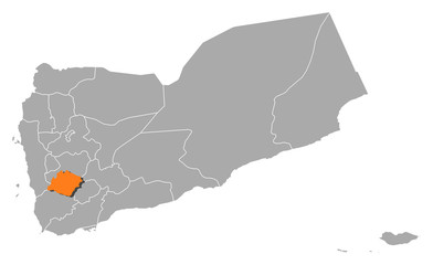Map of Yemen, Ibb highlighted
