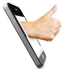 Daumen hoch im Handy
