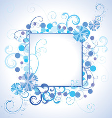 blue snowflakes frame background