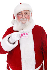Santa holding credit card
