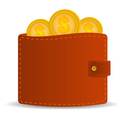 money wallet icon with coins