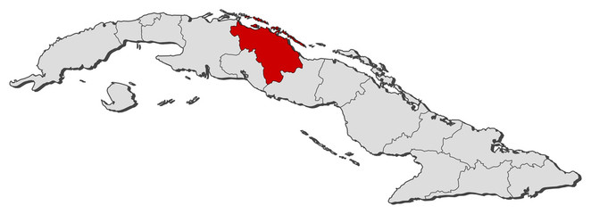 Map of Cuba, Villa Clara highlighted