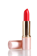 beautiful red lipstick isolated on white