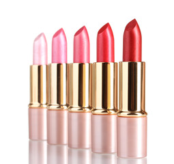 beautiful lipsticks isolated on white