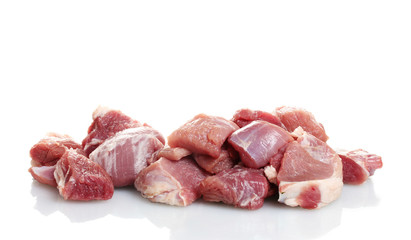 Pieces of raw meat isolated on white
