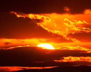 Dramatic Vibrant Sunset in Hawaii