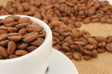 cup with coffee beans