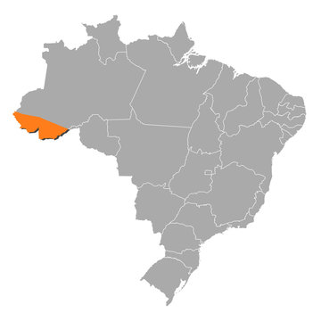 Map of Brazil, Acre highlighted