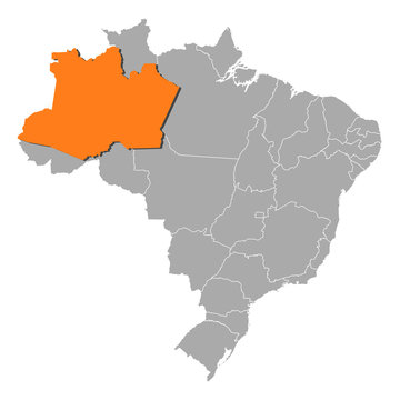 Map of Brazil, Amazonas highlighted