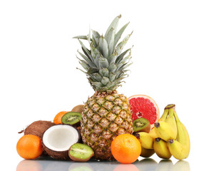 Tropical fruits isolated on white