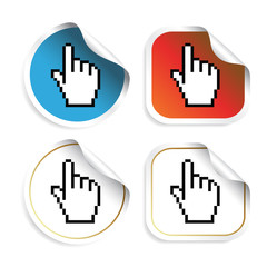 Vector stickers with cursor of hand