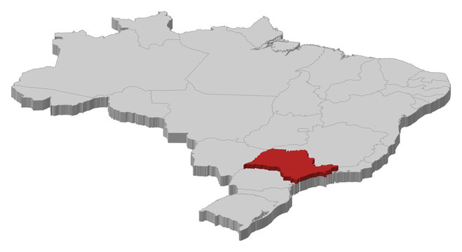 Map of Brazil, São Paulo highlighted
