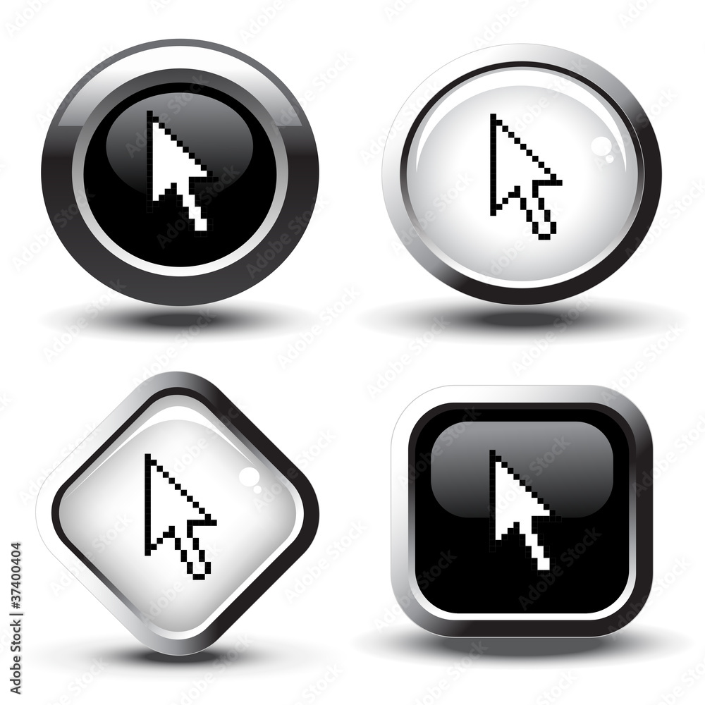 Poster vector buttons with cursor of arrow