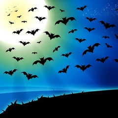 Horror bats full moon background