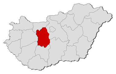 Obraz premium Map of Hungary, Fejér highlighted