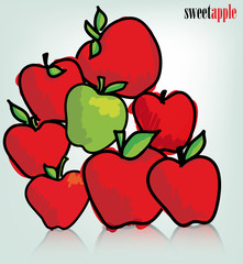 green apple and red apple, vector illustration