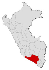 Map of Peru, Arequipa highlighted
