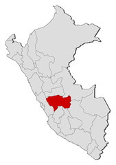 Map of Peru, Junín highlighted