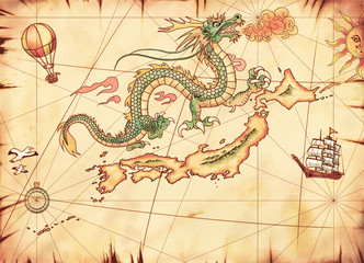 古地図　龍とジパング