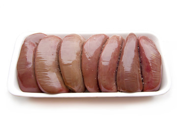 Fresh raw pork kidneys