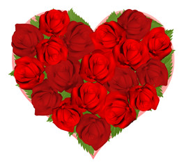 Beautiful red roses in heart shape