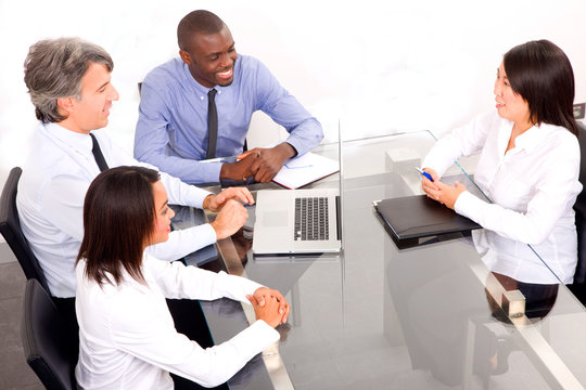 multi-ethnic team during a meeting