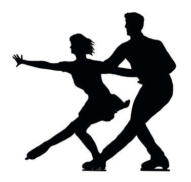 Silhouette Ice Skater Couple Side by Side