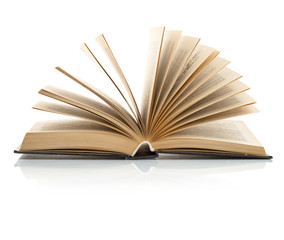 pages spread of open book isolated on white background