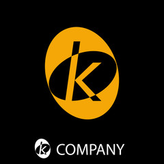 Black Oval Logo initial letter K # Vector