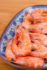 Cooked shrimp in plate