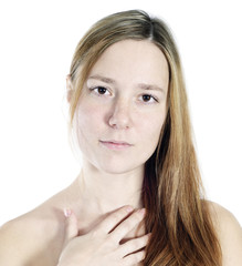 Fototapeta premium attractive young woman portrait on white background